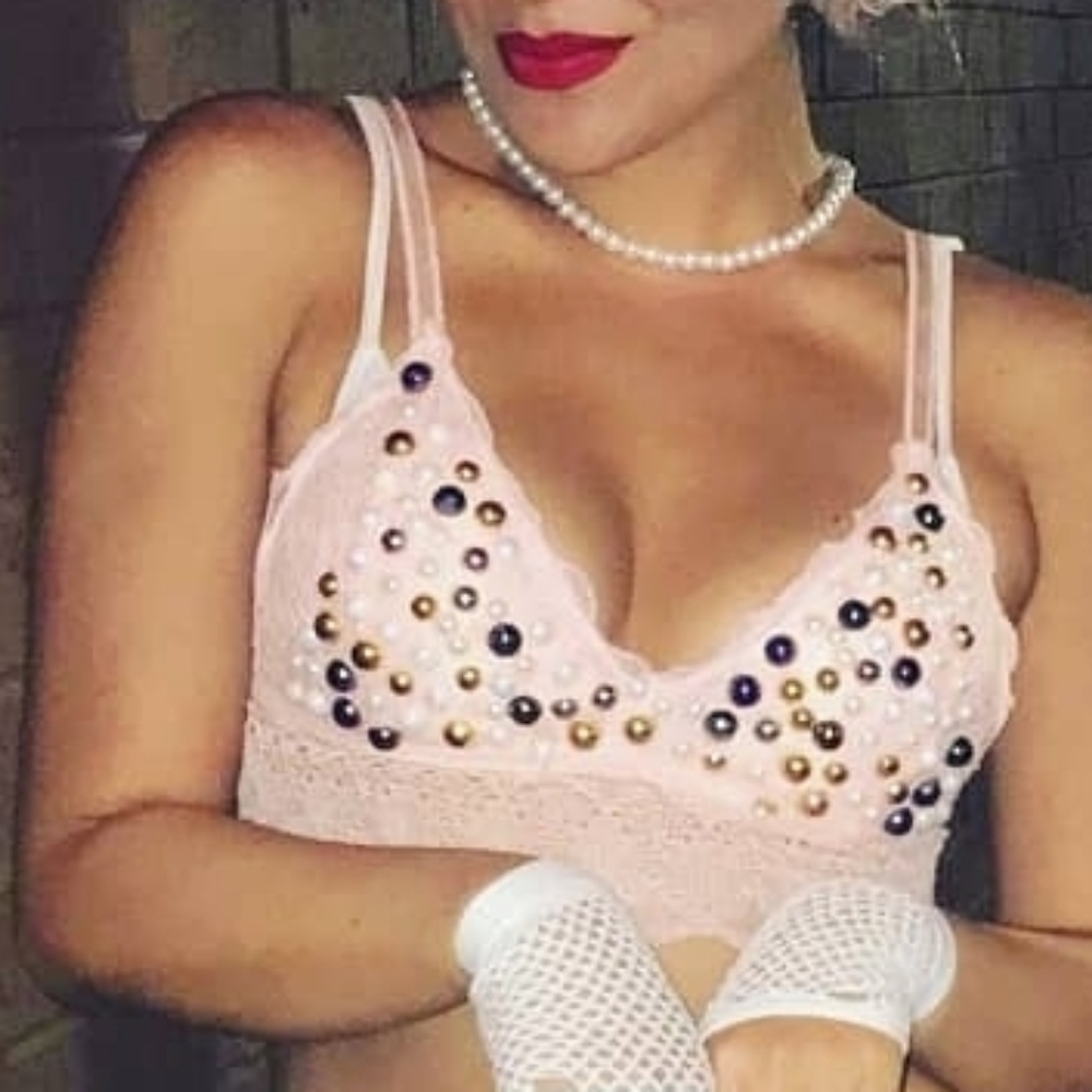 Pink Bralette 💗 Pearl & Gold